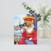 Cat Venice Carnival or Valentines postcard Feestdagenkaart (Staand voorkant)