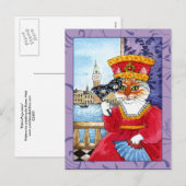 Cat Venice Carnival or Valentines postcard Feestdagenkaart (Voorkant / Achterkant)