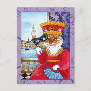 Cat Venice Carnival or Valentines postcard Feestdagenkaart