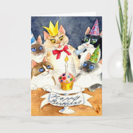 Cat Verjaardagsfeest wenskaart Kaart