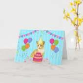 Cat Verjaardagsvakantie Kaart (Gele Bloem)