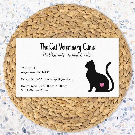 Cat Veterinary Clinic Pink Heart Visitekaartje