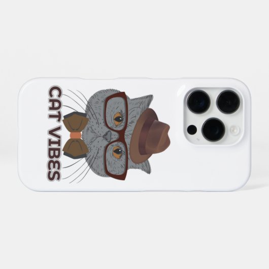 Cat Vibes – Cool Grey Cat Design iPhone Hoesje (Achterkant horizontaal)