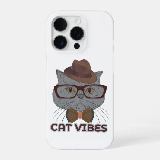 Cat Vibes – Cool Grey Cat Design iPhone Hoesje (Achterkant)