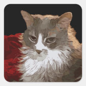 CAT VIERKANTE STICKER (Voorkant)