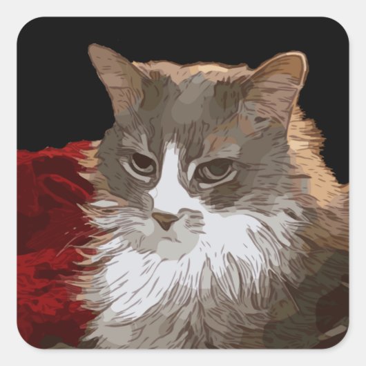 CAT VIERKANTE STICKER (Voorkant)