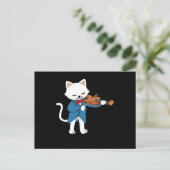 Cat Violin Briefkaart (Staand voorkant)