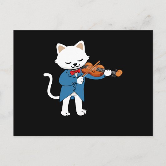 Cat Violin Briefkaart (Voorkant)