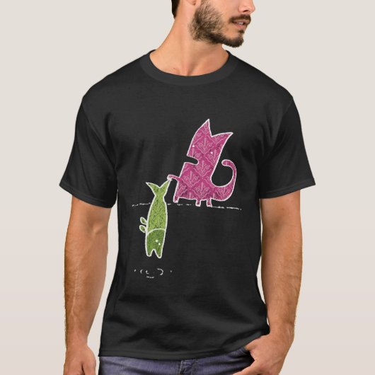 Cat + vis t-shirt (Voorkant)