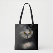 Cat Vision | Grijze kat | Kattenogen Tote Bag (Voorkant)