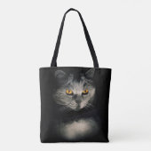 Cat Vision | Grijze kat | Kattenogen Tote Bag (Achterkant)