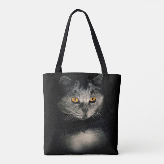 Cat Vision | Grijze kat | Kattenogen Tote Bag (Achterkant)