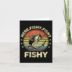 Cat Vissen-shirt Here-Fishy van Fish Funny Dad Kaart
