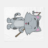Cat Vist Fisher Finshing rod Fleece Deken (Voorkant (Horizontaal))