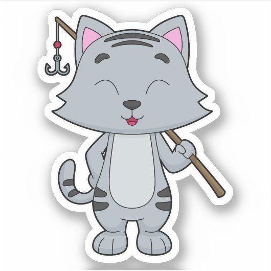 Cat Vist Fisher Finshing rod Sticker (Voorkant)