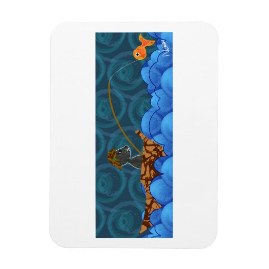 Cat Vist rechthoekige magneet (Verticaal)