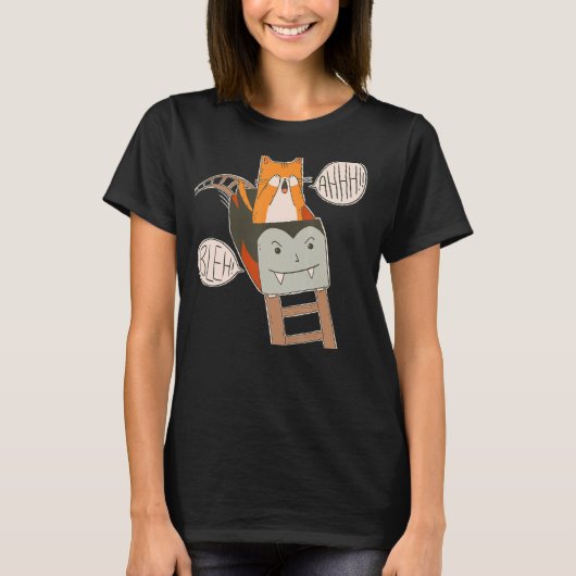 Cat voor Cute en Scared Roller Onderzetter T-shirt (Voorkant)