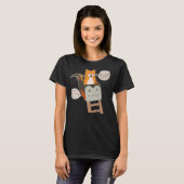 Cat voor Cute en Scared Roller Onderzetter T-shirt (Voorkant volledig)