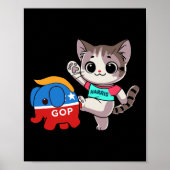 Cat vs. Gop Elephant - Kamala Harris - Anti Trump Poster (Voorkant)