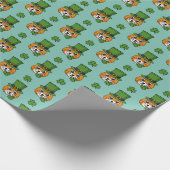 Cat w Green Pet en Shamrock St Patrick's Pattern Cadeaupapier (Hoek)