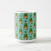 Cat w Green Pet en Shamrock St Patrick's Pattern Koffiemok (Center)