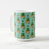 Cat w Green Pet en Shamrock St Patrick's Pattern Koffiemok (Voorkant links)
