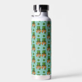 Cat w Green Pet en Shamrock St Patricks's Pattern Waterfles (Rechts)
