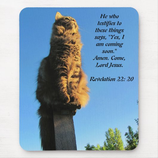 Cat, wachtend op Jezus Revelation 22:20 Muismat (Voorkant)