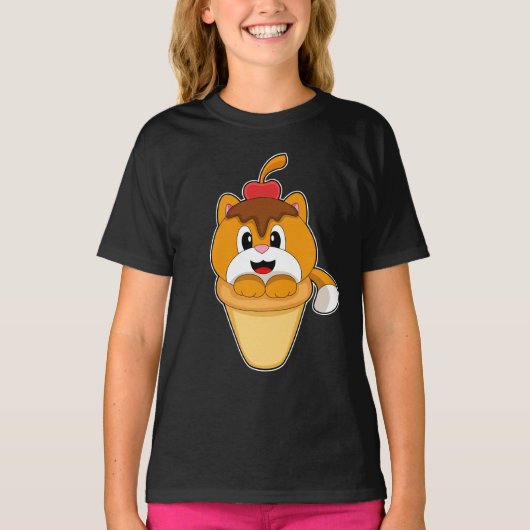 Cat Waffle ijs Cherry T-shirt (Voorkant)
