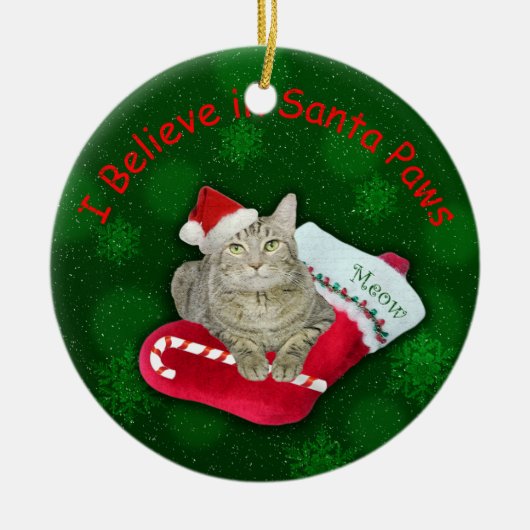 Cat Waiting for Santa Keramisch Ornament (Voorkant)
