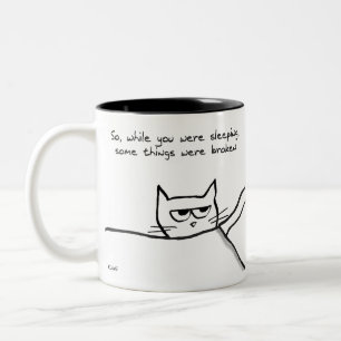 Cat Wake Up Call - Funny Cat GIft for Cat Lovers Tweekleurige Koffiemok