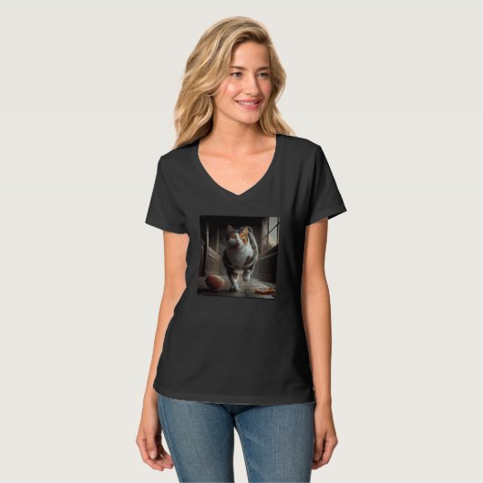 Cat Walking Bacon And Eggs T-shirt (Voorkant volledig)