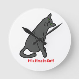 Cat Wall Clock Ronde Klok