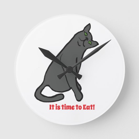 Cat Wall Clock Ronde Klok (Voorkant)