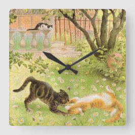 CAT WALL CLOCK VIERKANTE KLOK