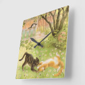 CAT WALL CLOCK VIERKANTE KLOK (Hoek)