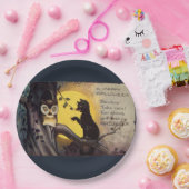 Cat Warning Owl Halloween Borden Papieren Bordje (Feest)