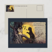 Cat Warning Owl Vintage Halloween Postcard Briefkaart (Voorkant / Achterkant)