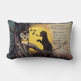 Cat Warning Uil  Halloween Lumbar Kussen