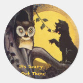 Cat Warning Uil Halloween Stickers (Voorkant)