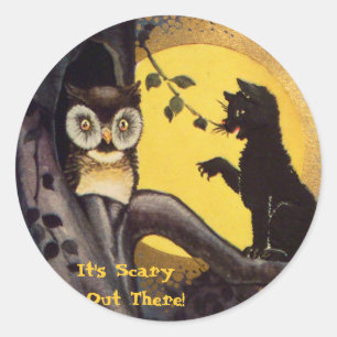Cat Warning Uil Halloween Stickers