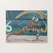 Cat Warrior Beach Volleyball Medium Jigzaag Puzzle Legpuzzel (Horizontaal)