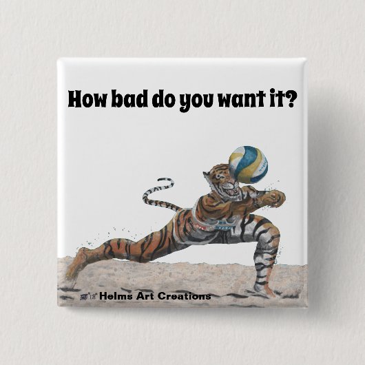 Cat Warrior Beachvolleybal Fantasy Art Button (Voorkant)