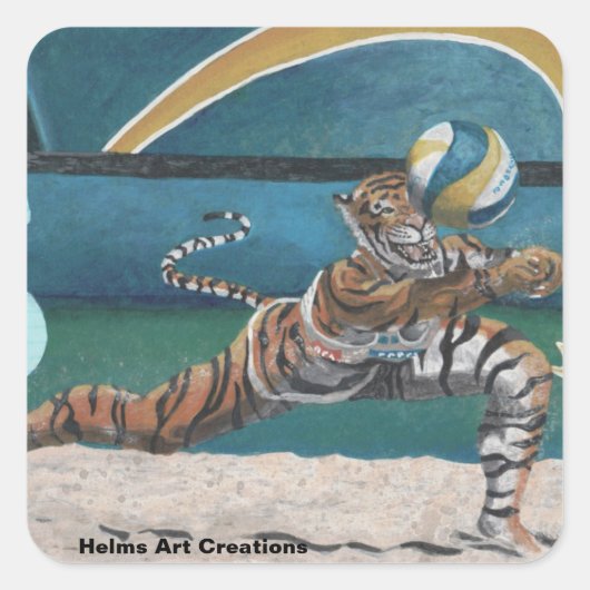 Cat Warrior Beachvolleybal Fantasy Art Stickers (Voorkant)