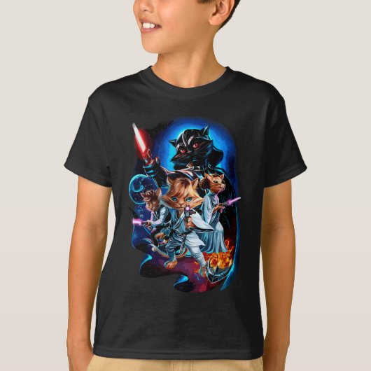 Cat Warrior Epic Galaxy Battle, Sci-fi Space, T-shirt (Voorkant)