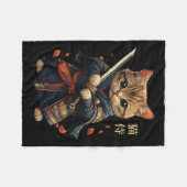 Cat Warrior Japanese Samurai Cat Tattoo Kawaii Nin Fleece Deken (Voorkant (Horizontaal))