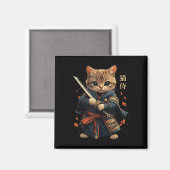 Cat Warrior Japanese Samurai Cat Tattoo Kawaii Nin Magneet (Voorkant / Achterkant)
