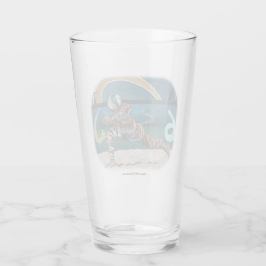 Cat Warrior Plays Volleyball Fantasy Glass Cup Glas (Achterkant)