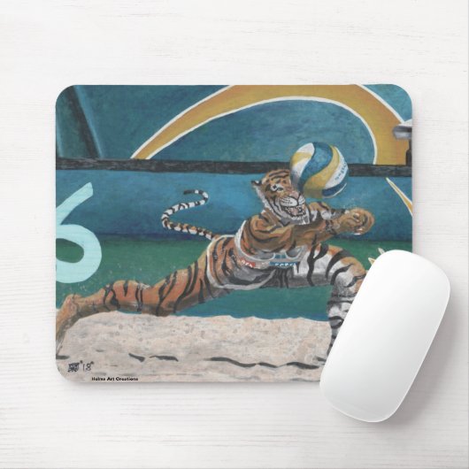 Cat Warrior speelt beachvolleybal Mousepad Muismat (Met muis)