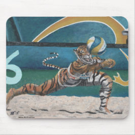 Cat Warrior speelt beachvolleybal Mousepad Muismat
